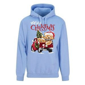 Teddy Bear And Christmas Tree In Red Truck Gift Unisex Surf Hoodie