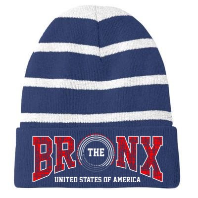 The Bronx Authentic Denim Striped Beanie with Solid Band