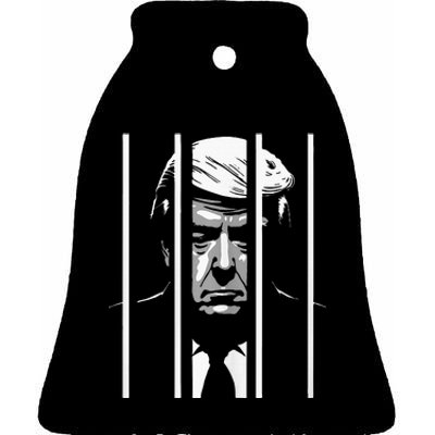 Trump Behind Bars ...Funny Anti Trump Ceramic Bell Ornament