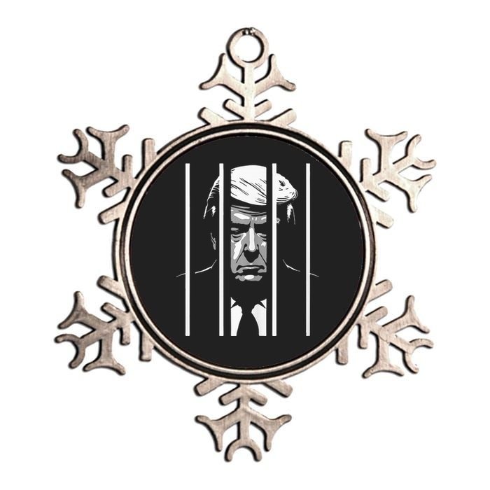 Trump Behind Bars ...Funny Anti Trump Metallic Star Ornament