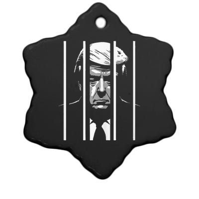 Trump Behind Bars ...Funny Anti Trump Ceramic Star Ornament