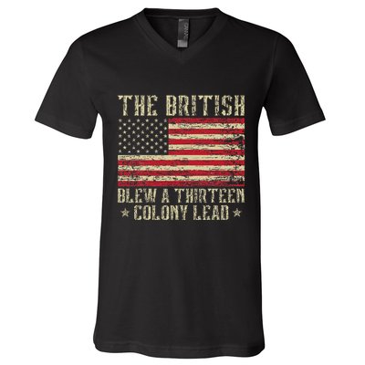 The British Blew A Thirteen Colony Lead 13 1776 4th Of July V-Neck T-Shirt