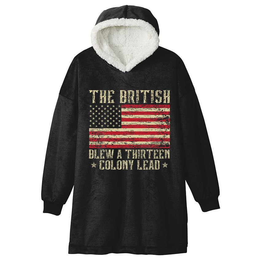 The British Blew A Thirteen Colony Lead 13 1776 4th Of July Hooded Wearable Blanket