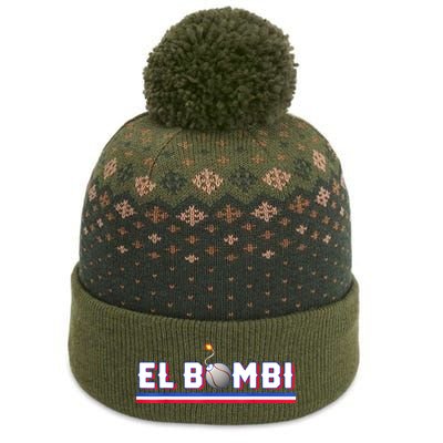 Texas Baseball Blue G El Bombi Logo The Baniff Cuffed Pom Beanie