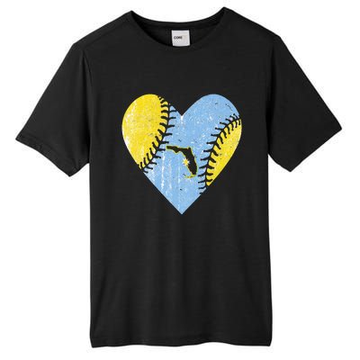 Tampa Bay Baseball Heart With Sun Ray Map Of Florida Vintage Tall Fusion ChromaSoft Performance T-Shirt