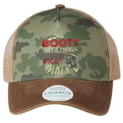 This Booty Belongs To A Crazy Biker Funny Biker Legacy Tie Dye Trucker Hat