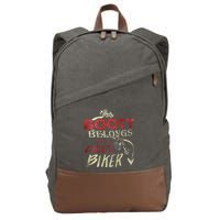 This Booty Belongs To A Crazy Biker Funny Biker Cotton Canvas Backpack