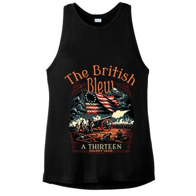 The British Blew A 13 Colony Lead Funny 4th Of July Usa Ladies PosiCharge Tri-Blend Wicking Tank
