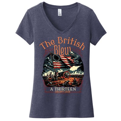 The British Blew A 13 Colony Lead Funny 4th Of July Usa Women's V-Neck T-Shirt