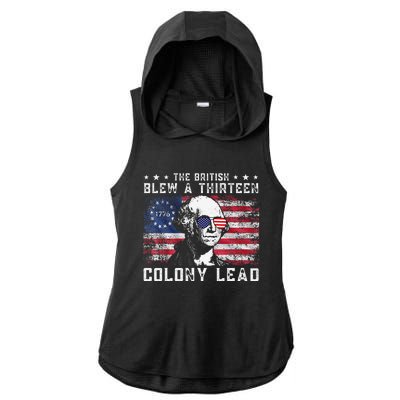 The British Blew A Thirteen Colony Lead Funny 4th Of July Ladies PosiCharge Tri-Blend Wicking Draft Hoodie Tank