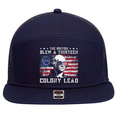 The British Blew A Thirteen Colony Lead Funny 4th Of July 7 Panel Mesh Trucker Snapback Hat