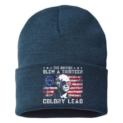 The British Blew A Thirteen Colony Lead Funny 4th Of July Sustainable Knit Beanie