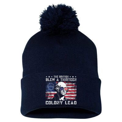 The British Blew A Thirteen Colony Lead Funny 4th Of July Pom Pom 12in Knit Beanie