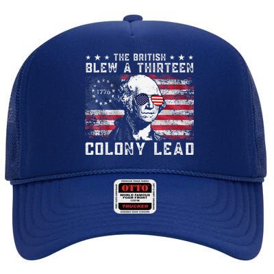 The British Blew A Thirteen Colony Lead Funny 4th Of July High Crown Mesh Back Trucker Hat