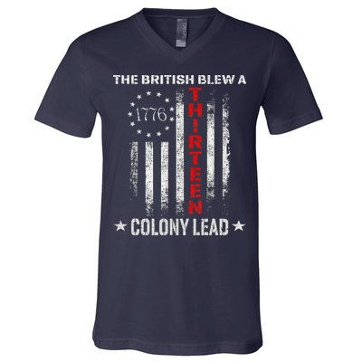 The British Blew A 13 Colony Lead Funny 4th Of July V-Neck T-Shirt