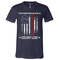 The British Blew A 13 Colony Lead Funny 4th Of July V-Neck T-Shirt