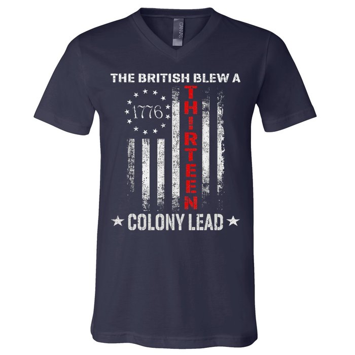 The British Blew A 13 Colony Lead Funny 4th Of July V-Neck T-Shirt