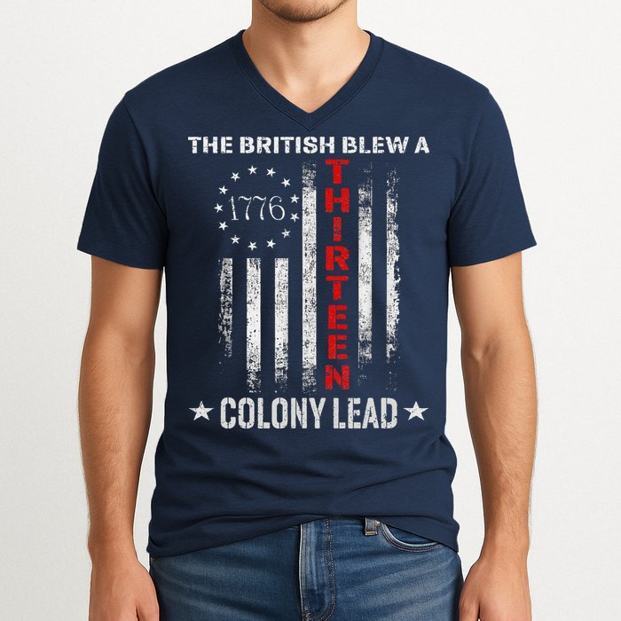 The British Blew A 13 Colony Lead Funny 4th Of July V-Neck T-Shirt