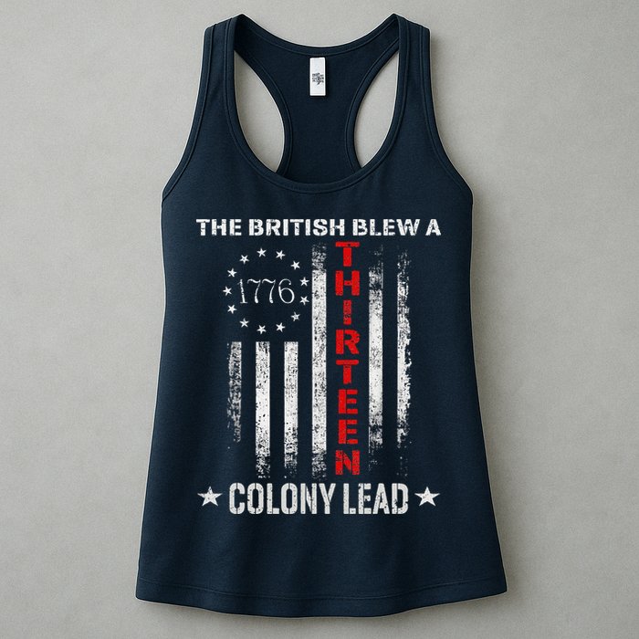 The British Blew A 13 Colony Lead Funny 4th Of July Womens Tank Top