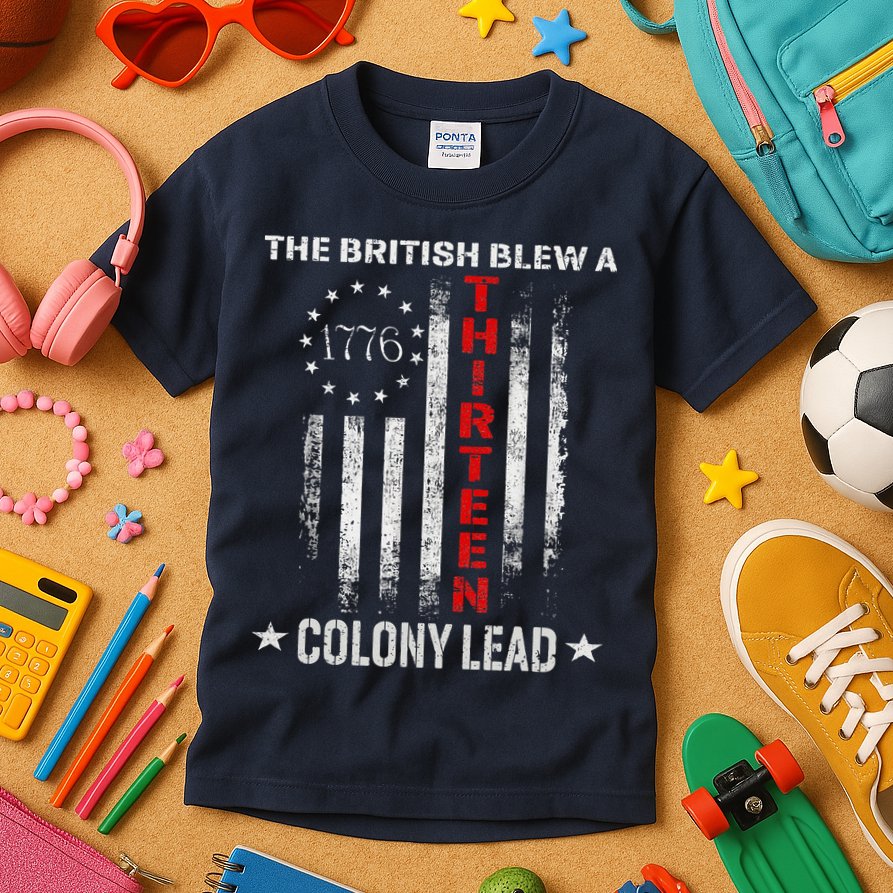 The British Blew A 13 Colony Lead Funny 4th Of July Kids T-Shirt