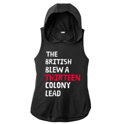 The British Blew A Thirteen Colony Lead Ladies PosiCharge Tri-Blend Wicking Draft Hoodie Tank