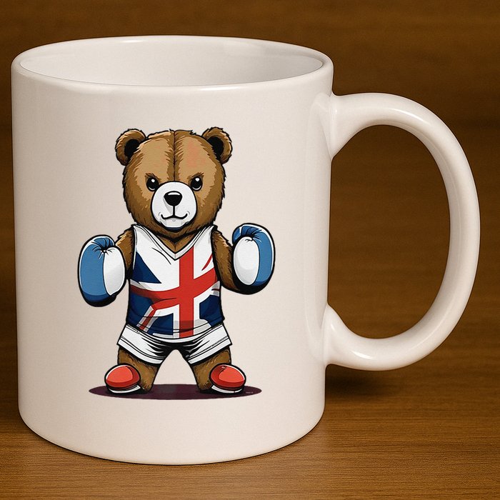 Teddy Bear Boxing Premium 11oz C Handle Ceramic Mug