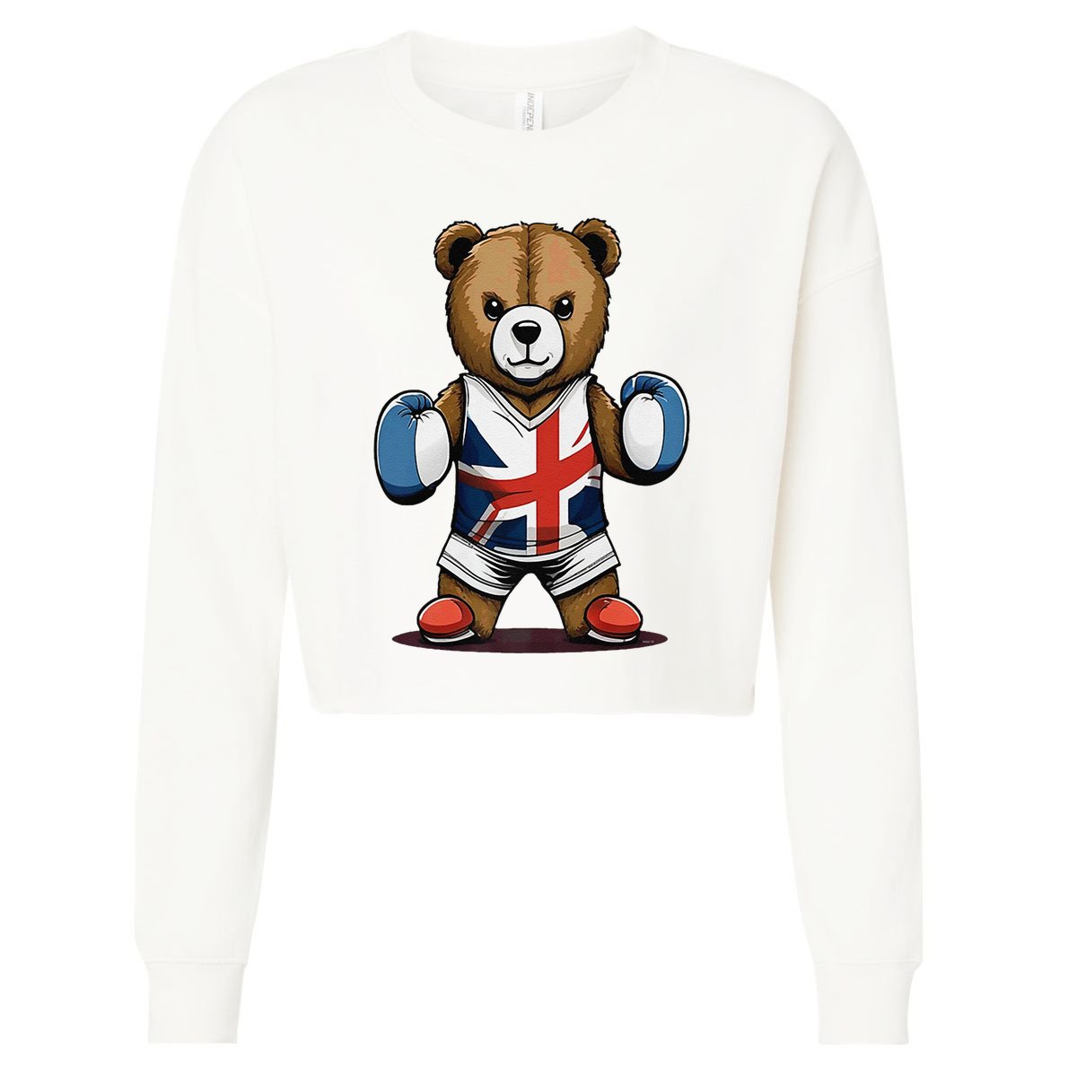 Teddy Bear Boxing Premium Cropped Pullover Crew