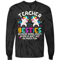 Teacher Besties Because Going Crazy Alone Back To School Tie-Dye Long Sleeve Shirt