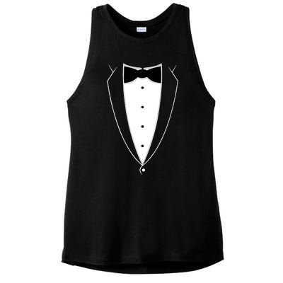 Tstars Black Bow Tie Suit Ladies PosiCharge Tri-Blend Wicking Tank