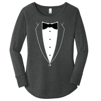 Tstars Black Bow Tie Suit Women's Perfect Tri Tunic Long Sleeve Shirt