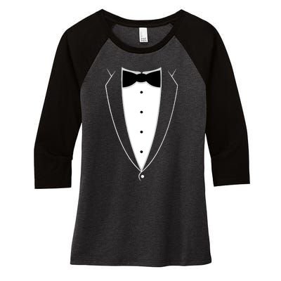 Tstars Black Bow Tie Suit Women's Tri-Blend 3/4-Sleeve Raglan Shirt