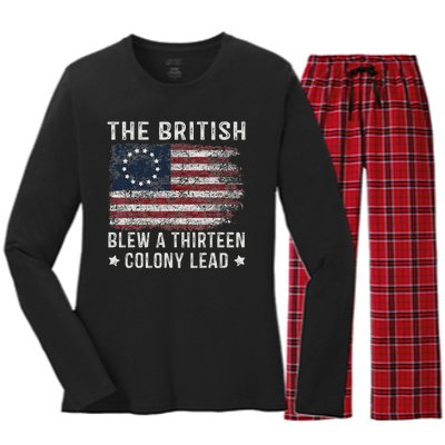 The British Blew A 13 Colony Lead Women's Long Sleeve Flannel Pajama Set 