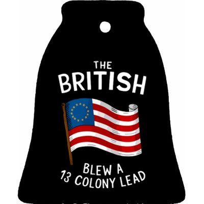 The British Blew 13 Colony Lead American Patriot Baseball Ceramic Bell Ornament