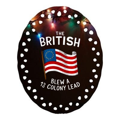 The British Blew 13 Colony Lead American Patriot Baseball Ceramic Oval Ornament