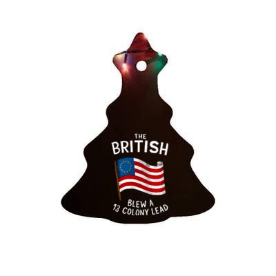 The British Blew 13 Colony Lead American Patriot Baseball Ceramic Tree Ornament