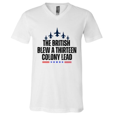 The British Blew A 13 Colony Lead Funny Patriotic V-Neck T-Shirt