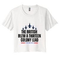 The British Blew A 13 Colony Lead Funny Patriotic Women's Crop Top Tee