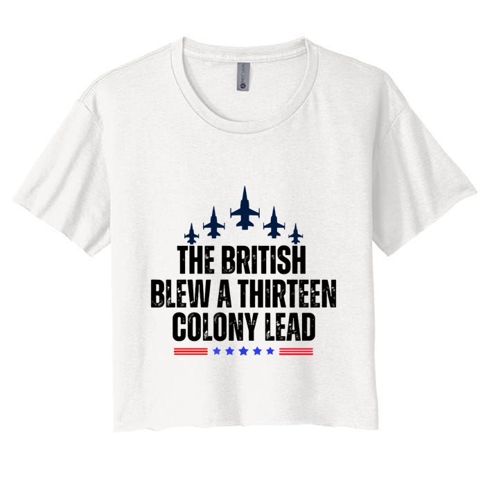 The British Blew A 13 Colony Lead Funny Patriotic Women's Crop Top Tee