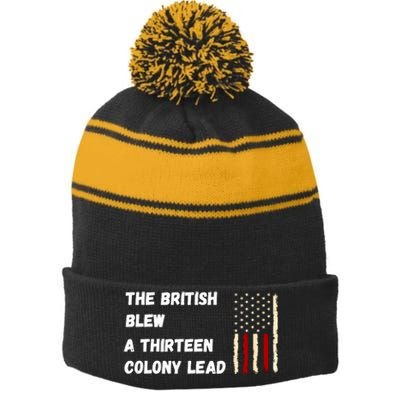 The British Blew A Thirteen Colony Lead Stripe Pom Pom Beanie