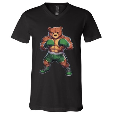 Teddy Boxer Bear Stylish Boxing Player Teddy Bear V-Neck T-Shirt