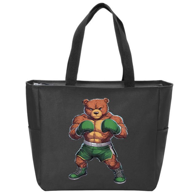 Teddy Boxer Bear Stylish Boxing Player Teddy Bear Zip Tote Bag