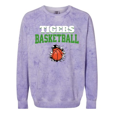 Tigers Basketball Ball Thru Wall Colorblast Crewneck Sweatshirt