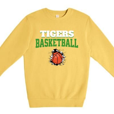 Tigers Basketball Ball Thru Wall Premium Crewneck Sweatshirt