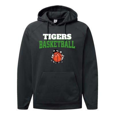 Tigers Basketball Ball Thru Wall Performance Fleece Hoodie