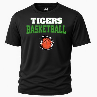 Tigers Basketball Ball Thru Wall Cooling Performance Crew T-Shirt