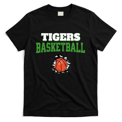 Tigers Basketball Ball Thru Wall T-Shirt