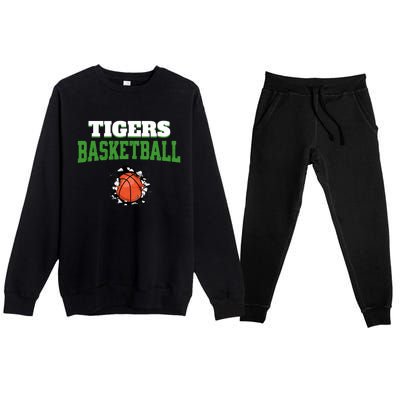 Tigers Basketball Ball Thru Wall Premium Crewneck Sweatsuit Set