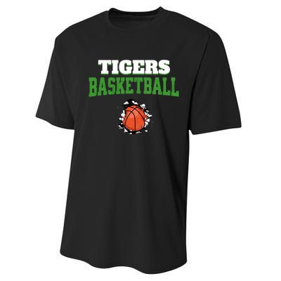 Tigers Basketball Ball Thru Wall Performance Sprint T-Shirt