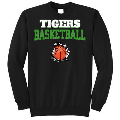 Tigers Basketball Ball Thru Wall Tall Sweatshirt