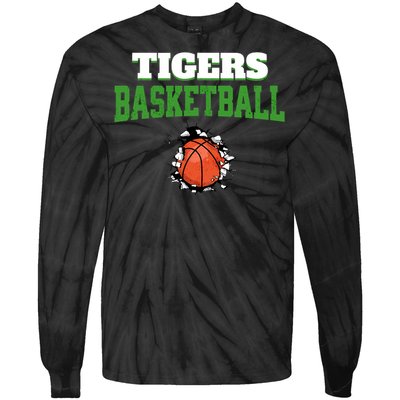 Tigers Basketball Ball Thru Wall Tie-Dye Long Sleeve Shirt